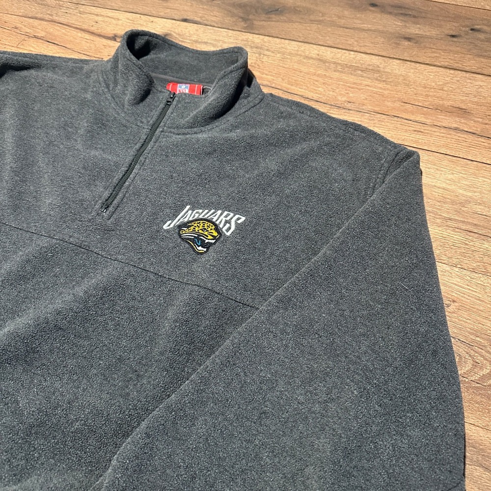 Vintage NFL Jacksonville Jaguars Fleece Pullover 2XL Grey Quarter Zip Jacket